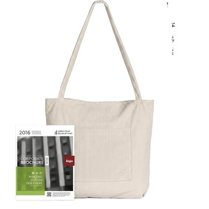 Sac fourre-tout en velours côtelé doux avec poche avant, grande capacité, réutilisable, en coton, pour le shopping, les sorties quotidiennes, les voyages, l'école, les trajets quotidiens, OEM ODM - Product Image 4