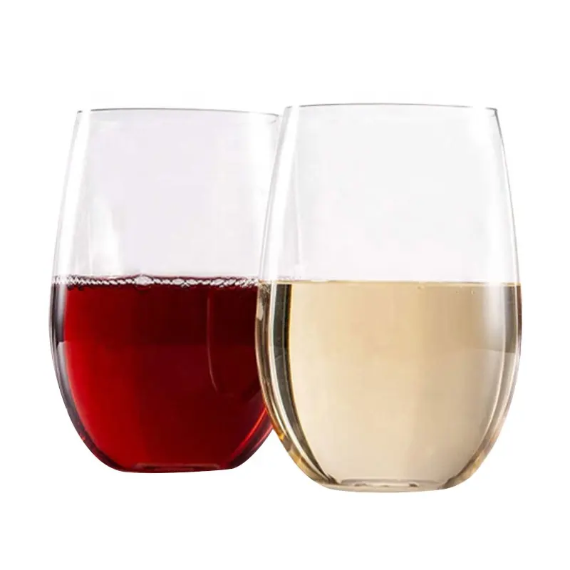 Wholesale Shatterproof Tritan Wine Glasses Unbreakable Plastic Stemless Wine Cups for Red Wine