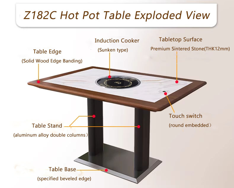 Modern Restaurant Table Hotpot Table Metal