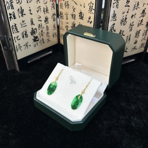 Pendientes de Jadeíta Birmana Natural de Grado A, Forma Ovalada, Pendientes de Jade de Alta Calidad para Mujer, Joyería de Jadeíta Birmana con Certificado - Product Image 5