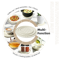 Sous-plat circulaire en silicone écologique réutilisable, imperméable, résistant à la chaleur et antidérapant pour bols et assiettes