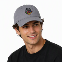 Casquette de baseball beige non structurée à 6 panneaux, style sportif et formel, en sergé, avec dos incurvé et motif feuilles/fruits, taille unique pour adulte (Échantillon gratuit)
