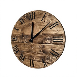 Round Wooden <b>Wall</b> <b>Clock</b> Roman Numeral Decorative Battery Powered Needle <b>Clock</b> for <b>Living</b> <b>Room</b> Home Decor - Product Image 3