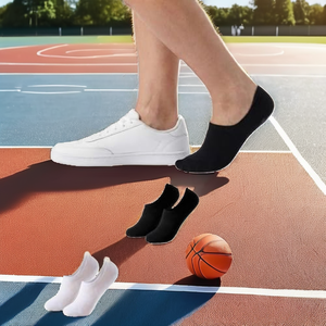Calcetines Invisibles para Hombre, 100% Algodón, Transpirables, Finos, Tejidos, de Color Sólido, para Uso Diario en Verano, Negro y Blanco - Product Image 2