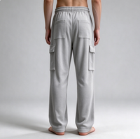 Pantalon cargo thermique gris épais pour homme, coupe large, multi-poches, anti-plis, personnalisé