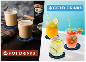 गैर-पर्ची रबर बेस टेबलटॉप कप चटाई सुरक्षा के साथ आधुनिक गर्मी प्रतिरोधी सिलिकॉन कोस्टर - Product Image 5