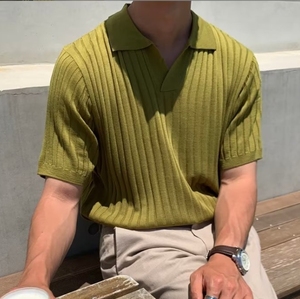 M-3XL ファッションポロネックTシャツ 若者に人気のスタンダードTシャツ エレガントでトレンディな七分袖シャツ - Product Image 3
