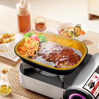Barquette en aluminium noir doré de 1500 ml, robuste, jetable, résistante aux hautes températures, pour barbecue et cuisson de steaks