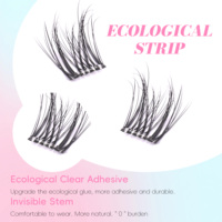Faux cils en grappe réutilisables en gros, auto-adhésifs, sans colle, kit d'extension de cils DIY, logo personnalisé, boîte rose