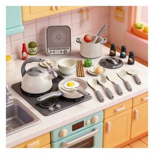 Mini Toy <b>Kitchen</b> Set Children Cooking Counter Burner <b>Sink</b> Shelf House Simulation Creative Exploration Learning Journey - Product Image 6