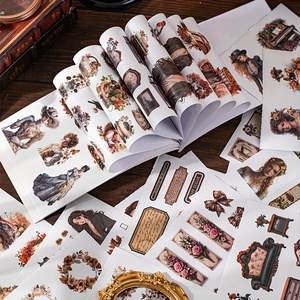 Colección Vintage Manor, 20 Hojas de Pegatinas Autoadhesivas de Papel, Diseño Espacial, Floral, Paisajístico, Elementos Arquitectónicos, Set de Papelería - Product Image 6