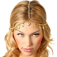 Mahkota rambut wanita bergaya vintage, geometrik, dari logam campuran, untuk acara khusus, perhiasan mode, liontin berumbai berlapis-lapis