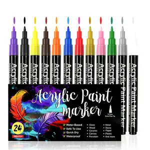 Hochwertige dauerhafte Markierungen Stift 24 Farben Stoff Stift Kunstzubehör Textilläder für Malerei Graffiti-Design