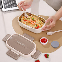 304 Edelstahl Lunchbox mit Fächern Bento-Box Tragbarer Outdoor-Mahlzeitenbehälter 1L Lebensmittelbehälter für Schüler