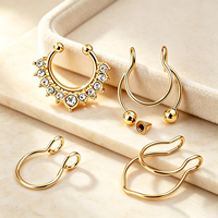 Anneaux de nez en acier inoxydable plaqué or, forme en U, bijoux de corps pour hommes et femmes, pour mariages et fêtes