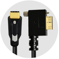 Kabel Data USB Type C Male ke USB 3.0 Micro B Male dengan Sekrup Pengunci untuk Pemasangan Panel pada Peralatan Industri
