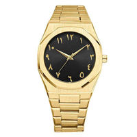 Montre-bracelet à quartz pour homme OEM Fashion, boîtier en acier inoxydable noir mat, cadran avec chiffres arabes, mouvement à quartz Citizen.