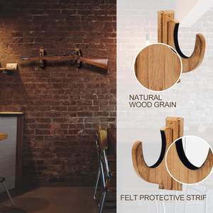 Soporte de Pared para Armas de Fuego, de Madera Sólida, Duradero, Moderno, No Plegable, Paquete de 4 Ganchos para Rifles y Escopetas, Exhibidor de Armas de Madera para el Hogar - Product Image 4