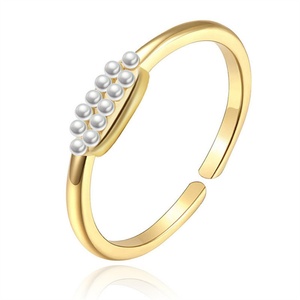Joyería para Fiestas al por Mayor, Anillo de Acero Inoxidable con Perla de Concha, Anillos de Perlas - Product Image 2