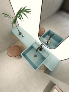 Hiện đại màu xanh lá cây đá cẩm thạch nhân tạo phòng tắm đá hình chữ nhật rửa tay Bồn Rửa cho khách sạn sử dụng truy cập gắn cho nghệ thuật hiển thị - Product Image 3