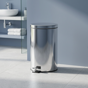 FANDA Eco-Friendly WHITE 3L Stainless Steel Round Pedal Waste Bin <b>for</b> Public Use - Product Image 3