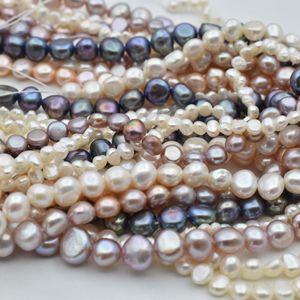 Collier de perles d'eau douce naturelles à double face de forme baroque, bon lustre, perles de bijoux DIY, produit semi-fini, forme de bouton - Product Image 4