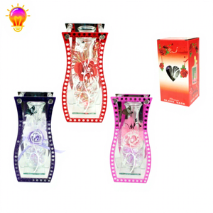 แจกันแก้ว EB ลายดอกไม้ ขนาด 8.2 นิ้ว ดีไซน์ทันสมัย พร้อมไฟ สำหรับตกแต่งบ้าน วันวาเลนไทน์ - Product Image 1