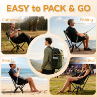 Chaise en aluminium portable Everest Installation facile Chaise pliante compacte de haute qualité pour la randonnée et le camping pour adultes