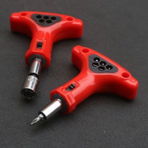 Destornillador de trinquete tipo T con puntas Phillips y de cruz, mango de plástico con textura antideslizante, juego de herramientas para bricolaje - Product Image 1