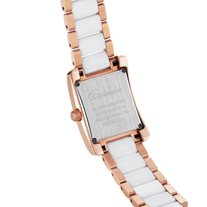 Orologio da Donna Caluola al Quarzo ODM/OEM, Cinturino in Acciaio Inox e Ceramica 18mm, Vetro Zaffiro, Design Semplice Quadrato - Product Image 5
