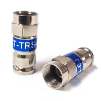 Conector de Compresión Coaxial Cuádruple Tipo F RG6, Carcasa de Latón, Contacto de Cobre Niquelado, Aplicación RF, Clasificación IP40 para Coaxial
