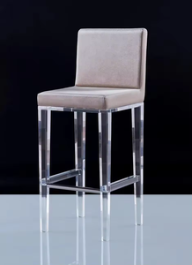 Kursi bar santai pabrik furnitur akrilik kursi akrilik modern dengan bantal kulit dan kursi makan untuk ruang makan - Product Image 2