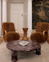 Table d'appoint moderne en marbre Rosso Levanto de luxe pour salon, chambre, hall d'hôtel, meuble d'appoint