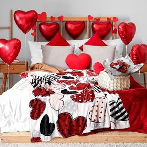 Valentine Heart Flannel Blanket <b>Throw</b> Blanket Nap Blanket Anniversary Gift Couple Gift Skin Friendly Reversible Custom Print - Product Image 3