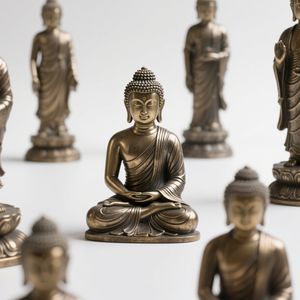 Estatua de Buda Shakyamuni pequeña de latón al por mayor, adorno de Buda monje de imitación antiguo, técnica de fundición de Metal con chapado en Nepal - Product Image 3