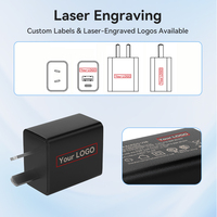 Emballage personnalisé, logo personnalisé, chargeur GaN 18W 20W double port, prise murale US EU AU UK EK AR pour téléphone et tablette
