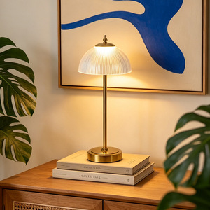 UFO Shape Touch Control <strong>Table</strong> Lamp, Vintage <strong>Light</strong> Luxury Metal Rechargeable LED Ambient Lamp for Hotel Restaurant Decor - Product Image 1