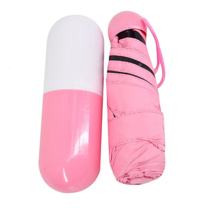 5 Folding Pill Umbrella <strong>Pink</strong> Logo Umbrella Capsule - Product Image 3