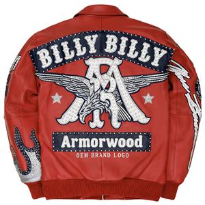 Chaqueta de Invierno Premium para Hombre OEM, Piel de Oveja Genuina, Impermeable, Cortavientos, Reversible, con Parches, Resistente, Estilo Universitario - Product Image 2