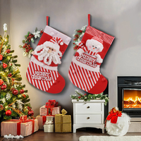 Zaves 19 pouces bas de Noël décorations murales père noël bonhomme de neige peluche poupée paire rouge blanc rayures pour la décoration d'article de vacances