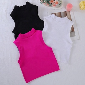 <span class=keywords><strong>Camiseta</strong></span> sin mangas para mujer, cuello simulado, acanalada, elástica, ajustada, básica, ligera, tipo bustier - Product Image 5