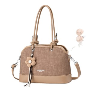 Women's <b>Black</b> Handbag with Flower Pendant <b>Top</b> <b>Handle</b> Shoulder Crossbody <b>Bag</b> Zipper Purse for Daily Travel - Product Image 5