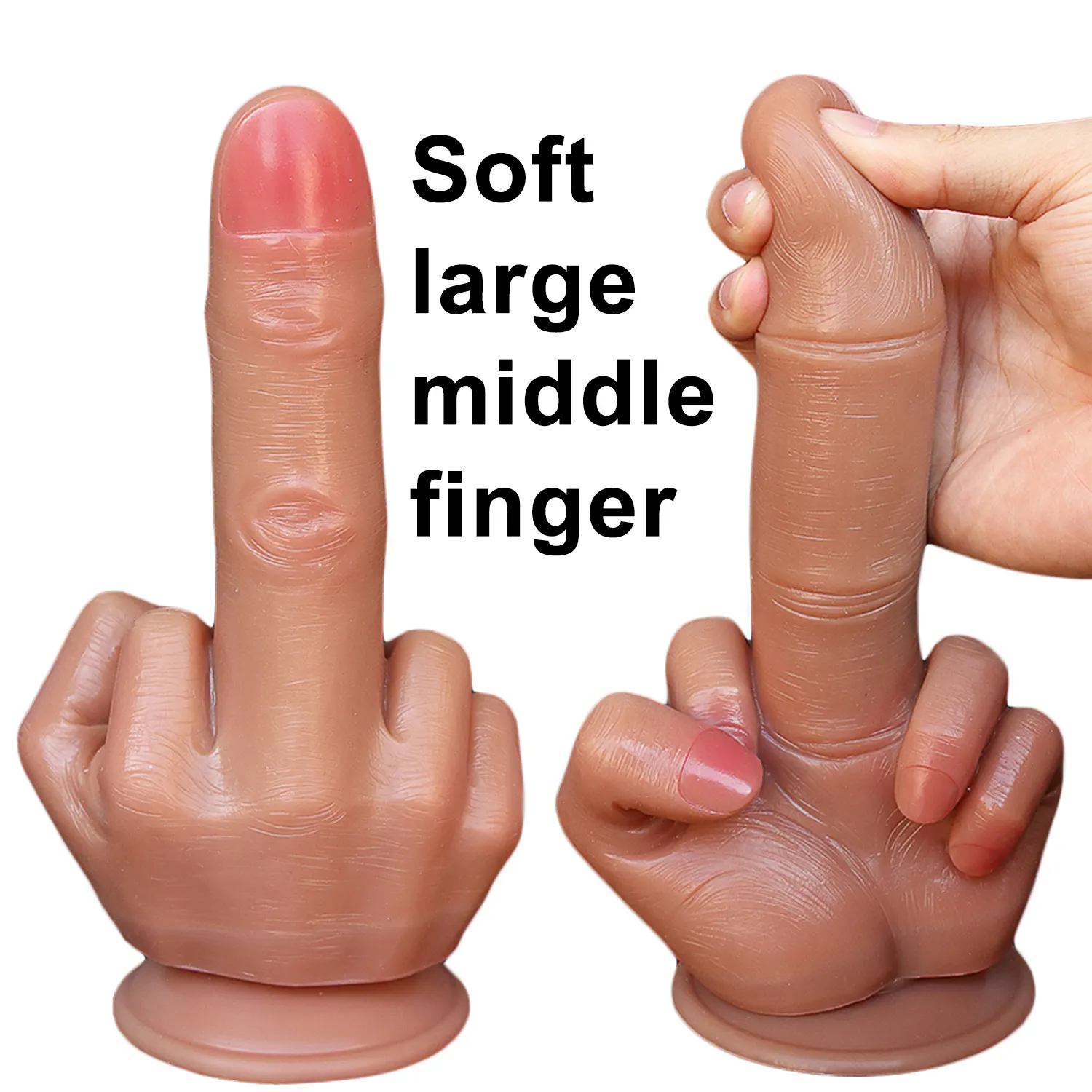 Riesige Parodie Mittelfinger Geschenk Dicker Dildo Homosexuell Weicher Silikon Dick Großer Saugnapf Künstlicher Penis Anal Plug Sexspielzeug Für Frauen