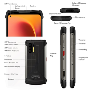 שריון כוח uleone 13 טלפון חכם ip68/ip69k 13200mah סוללה גדולה 6.81 "fhd + מסך 8g + 128g nfc אנדרואיד 11.0 טלפון נייד אנדרואיד - Product Image 3