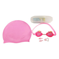 Uniforme couleur petit mignon de bande dessinée durable résistant aux chocs lentille espace sécurité nager lunettes casquettes enfants pince-nez Bouchons d'oreille ensemble