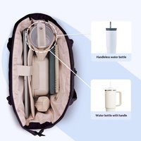 Sac fourre-tout en polyester matelassé avec porte-gobelet, compartiment pour ordinateur portable et pochette pour trolley, idéal pour les voyages, le travail, les infirmières et les femmes.