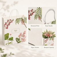 Bolsa de Regalo de Papel Floral Impresa Personalizada con Asas de Cuerda para Empaque de Flores Grandes