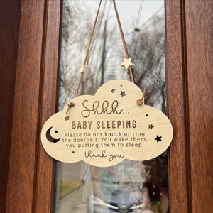 Nicro nouveau Design nuage en forme <span class=keywords><strong>de</strong></span> bébé dormir étiquettes suspendues pour pépinière <span class=keywords><strong>maternelle</strong></span> enfants chambre porte en bois signes bouton décoration - Product Image 5
