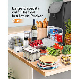 थर्मल इन्सुलेशन बैग के साथ बड़ी भार क्षमता वाली शॉपिंग ट्रॉली, शॉपिंग बैग के साथ हल्की शॉपिंग ट्रॉली कार्ट - Product Image 2