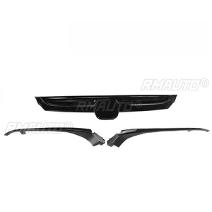 Pour Honda Accord berline 10e génération 2018-2020, calandre avant style sport, noir brillant, chrome argenté, aspect fibre de carbone - Product Image 2